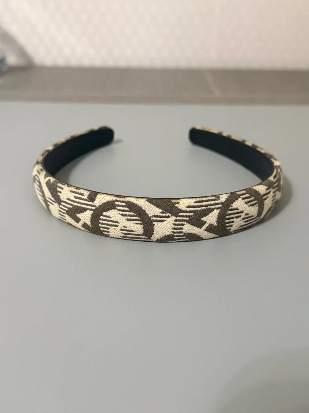 Salvatore Ferragamo Gancini Monogram  Headband Brown Beige $225 read description